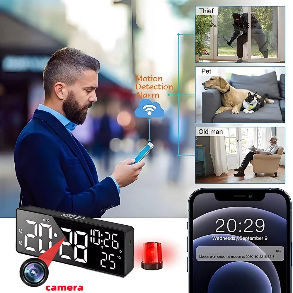 IWASHI Mini Clock WiFi Camera with Night Vision, Motion Detection & Remote Viewing