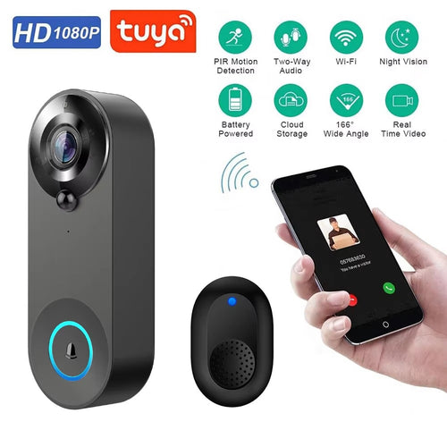 IWASHI 1080P WiFi Video Doorbell Camera, PIR Motion Detection, Two-Way Audio