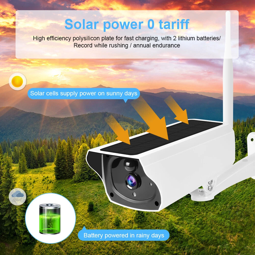 IWASHI 1080P Solar Security Camera Outdoor, Wireless WiFi Battery Powered Surveillance Camera with PIR Motion Detection, Two-Way Audio, Night Vision, Remote Monitoring, IP65 Weatherproof for Home & Business