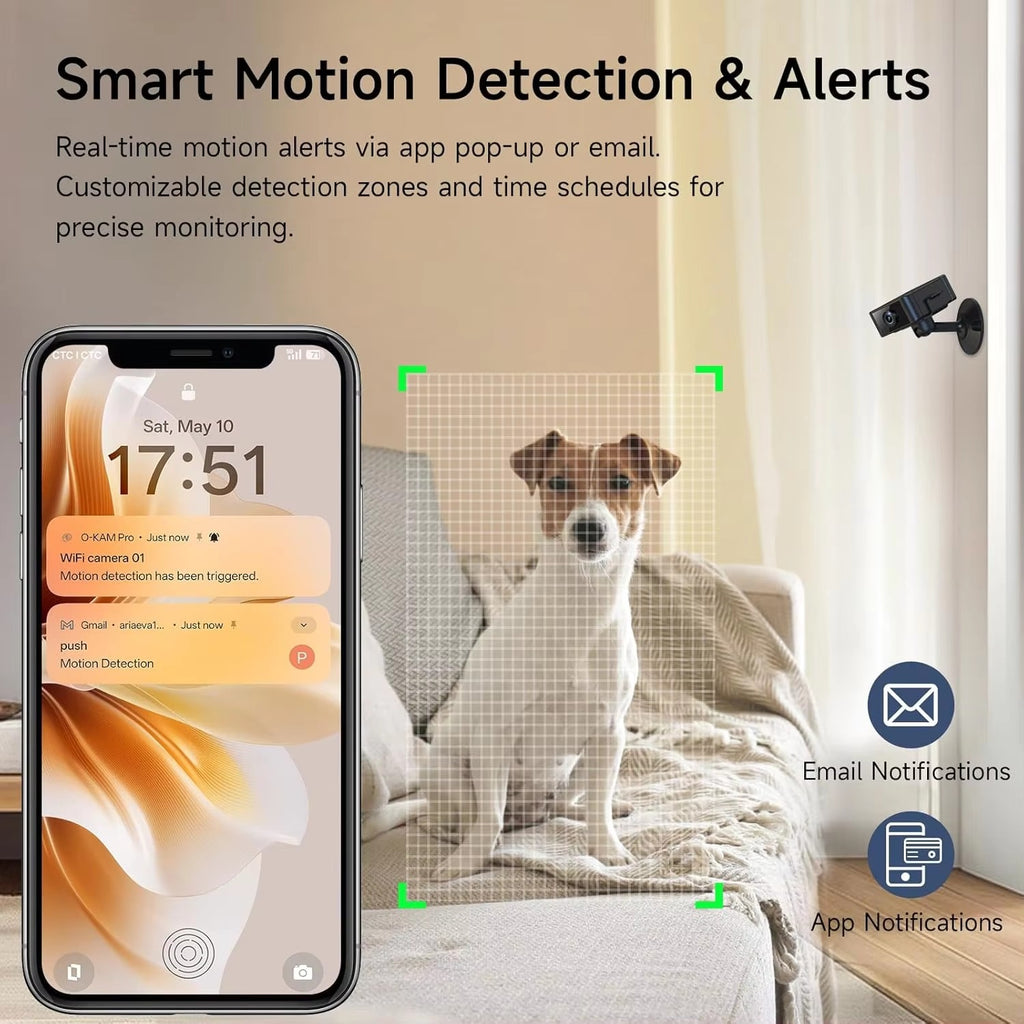 IWASHI 1080P Mini Indoor Security Camera with WiFi, Night Vision & Motion Detection