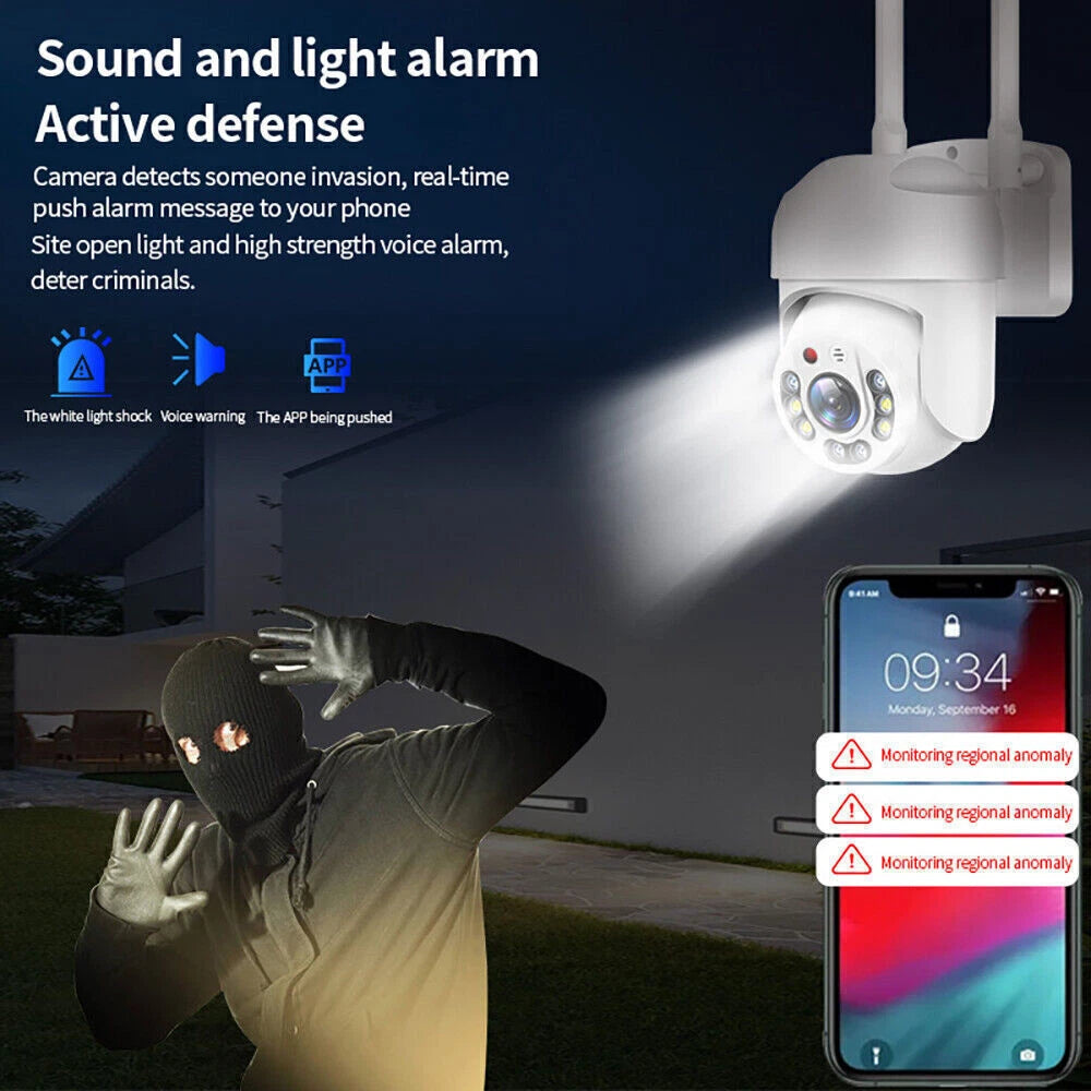 IWASHI 1080P WiFi IP Camera Outdoor – PTZ Wireless Security Camera with AI Motion Tracking, Two-Way Audio, Color Night Vision, IP66 Weatherproof, Cloud & TF Card Storage, Works with Alexa