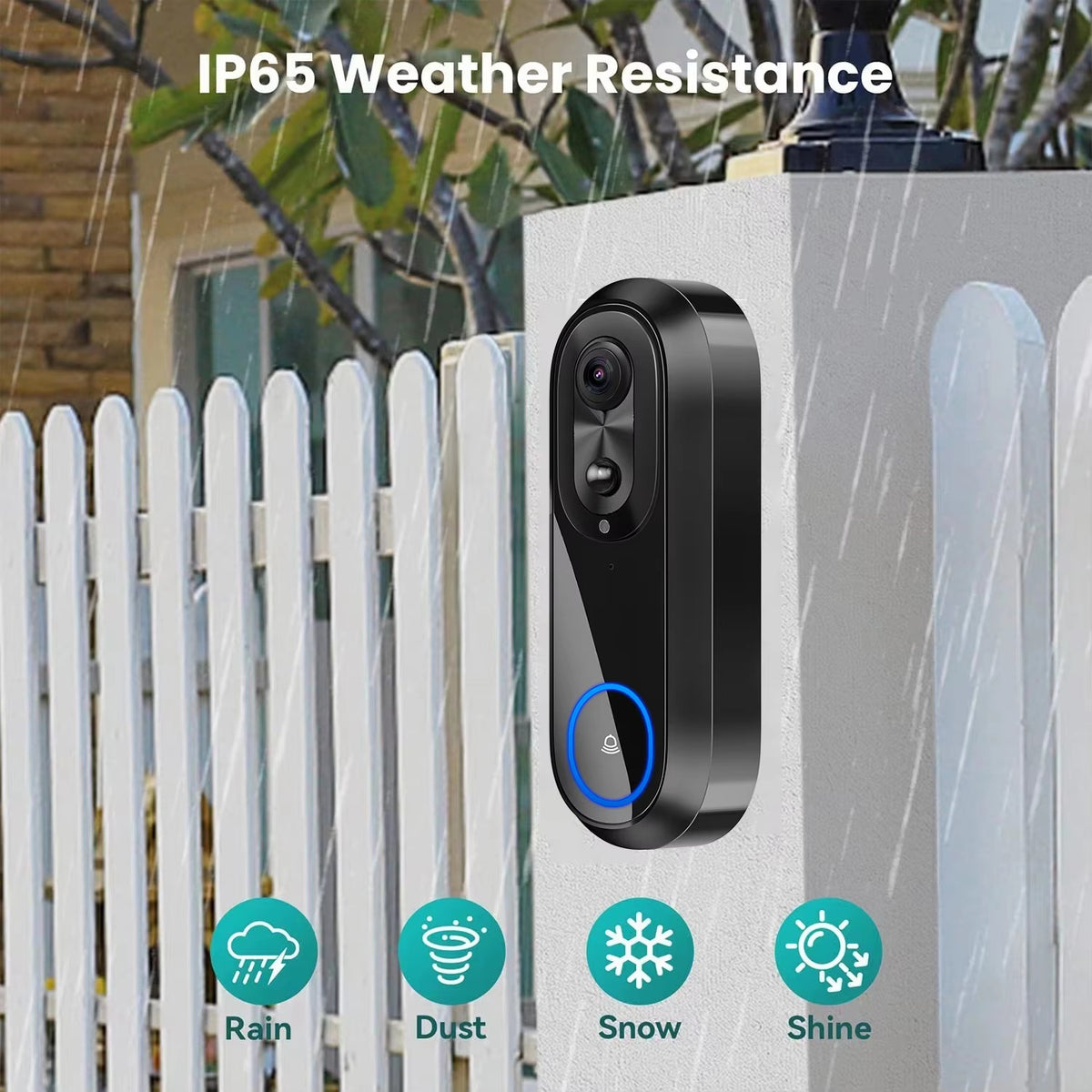 IWASHI 5G/2.4G WiFi Video Doorbell Camera, 1080P, 7000mAh Battery, Tuya APP