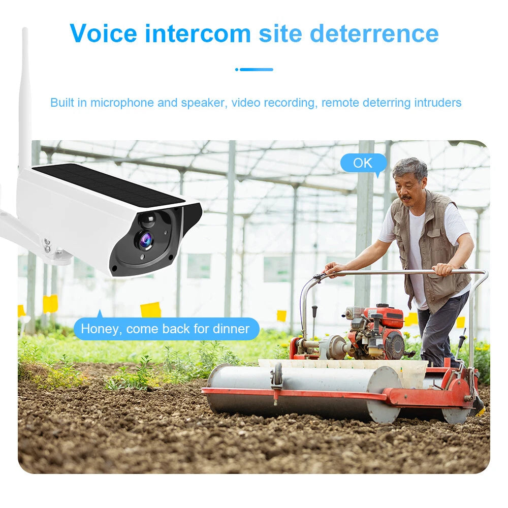 IWASHI 1080P Solar Security Camera Outdoor, Wireless WiFi Battery Powered Surveillance Camera with PIR Motion Detection, Two-Way Audio, Night Vision, Remote Monitoring, IP65 Weatherproof for Home & Business