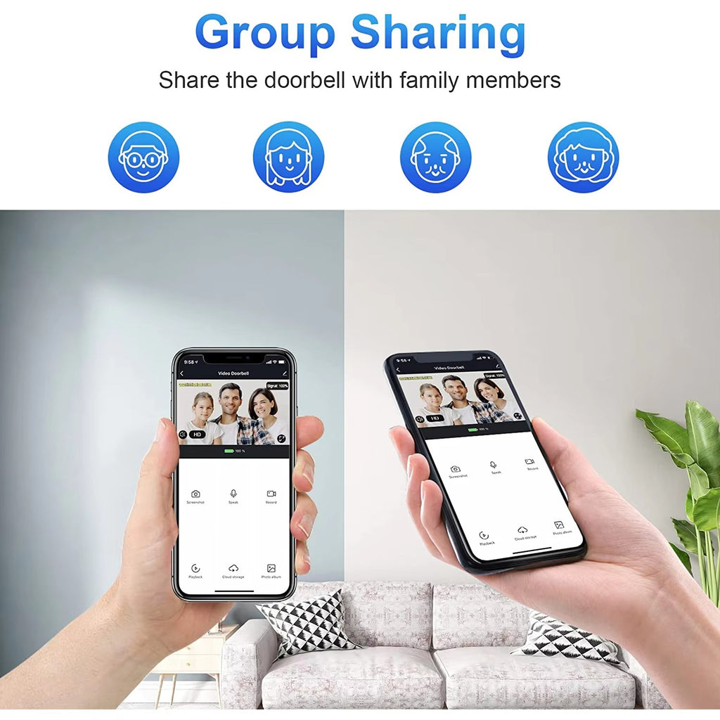 IWASHI 1080P WiFi Video Doorbell Camera, PIR Motion Detection, Two-Way Audio