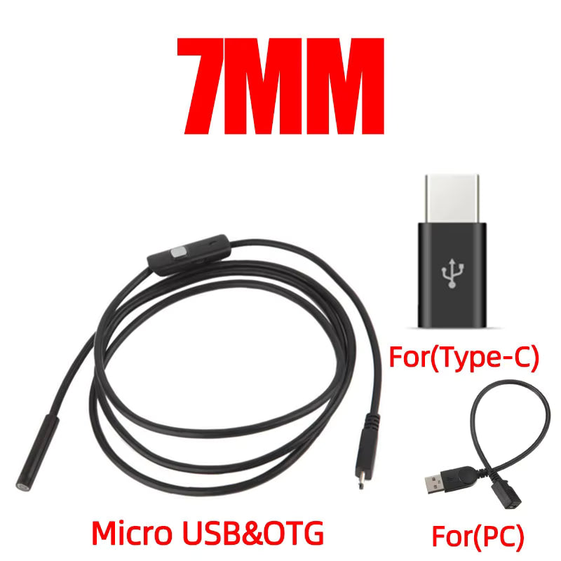 IWASHI 7.0mm Type-C Mini Endoscope Camera 480P HD Inspection Borescope with 6 LED Lights & IP67 Waterproof