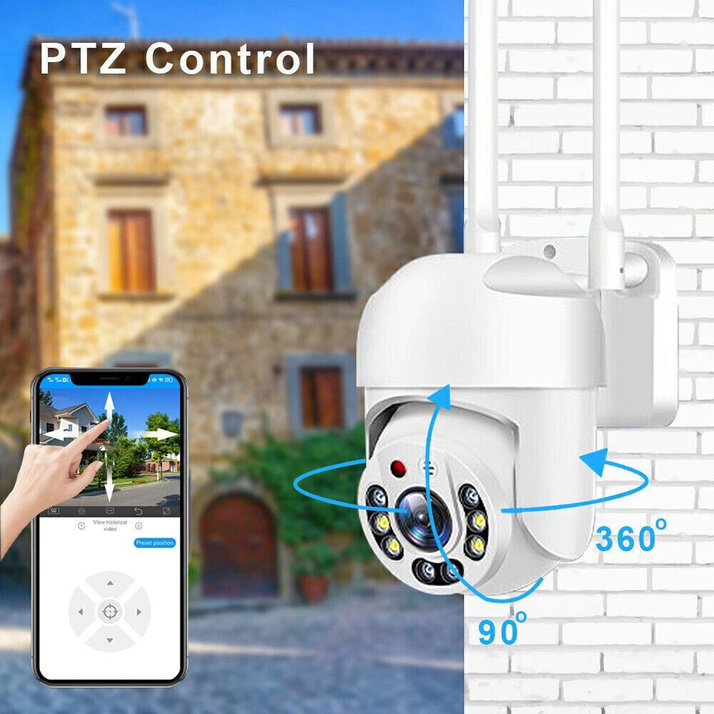 IWASHI 1080P WiFi IP Camera Outdoor – PTZ Wireless Security Camera with AI Motion Tracking, Two-Way Audio, Color Night Vision, IP66 Weatherproof, Cloud & TF Card Storage, Works with Alexa