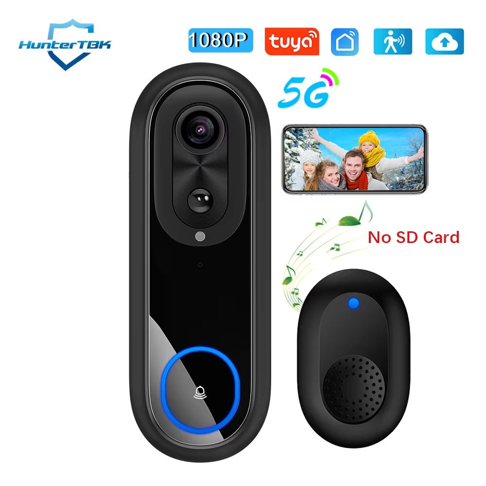 IWASHI 5G/2.4G WiFi Video Doorbell Camera, 1080P, 7000mAh Battery, Tuya APP