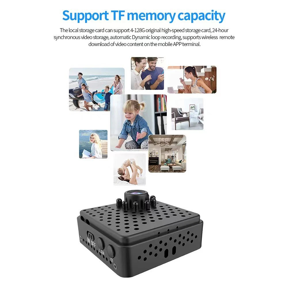 IWASHI Mini 1080P WiFi Security Camera, Smart Portable Indoor Cam with Night Vision, Motion Detection, 1100mAh Battery, TF Card Recording, Multi-User Live View, Compatible with Android & iOS