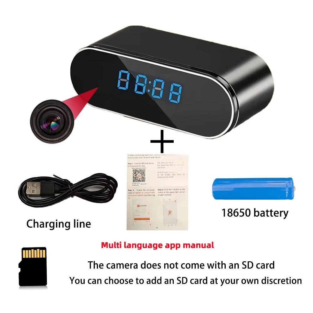 IWASHI Mini Alarm Clock WiFi Camera with Remote Viewing, Motion Detection & Light Control
