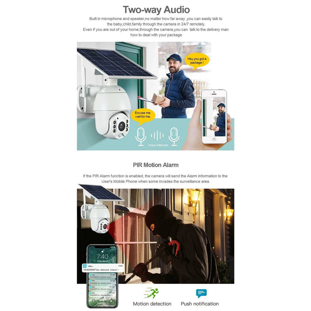 IWASHI Q3 4G Solar Security Camera Outdoor, 1080P Full HD PTZ, 355° Horizontal & 120° Vertical Rotation, PIR Motion Detection,, Two-Way Audio, IP66 Waterproof, Flood Light & Night Vision, 24/7 Solar Powered, Works with 4G/Wi-Fi