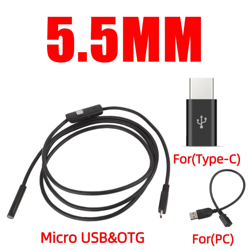 IWASHI 7.0mm Type-C Mini Endoscope Camera 480P HD Inspection Borescope with 6 LED Lights & IP67 Waterproof