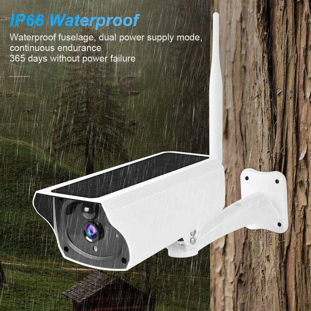 IWASHI 1080P Solar Security Camera Outdoor, Wireless WiFi Battery Powered Surveillance Camera with PIR Motion Detection, Two-Way Audio, Night Vision, Remote Monitoring, IP65 Weatherproof for Home & Business