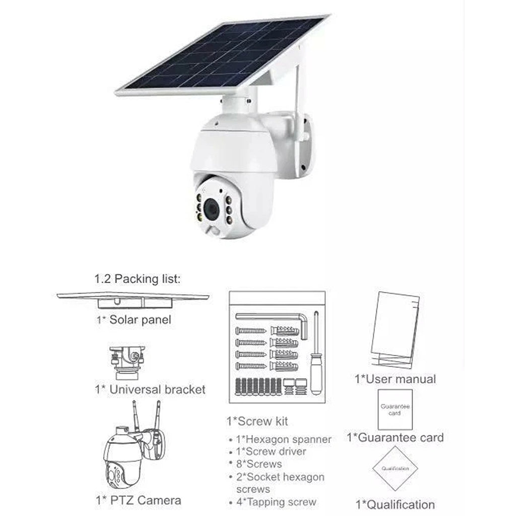 IWASHI Q3 4G Solar Security Camera Outdoor, 1080P Full HD PTZ, 355° Horizontal & 120° Vertical Rotation, PIR Motion Detection,, Two-Way Audio, IP66 Waterproof, Flood Light & Night Vision, 24/7 Solar Powered, Works with 4G/Wi-Fi