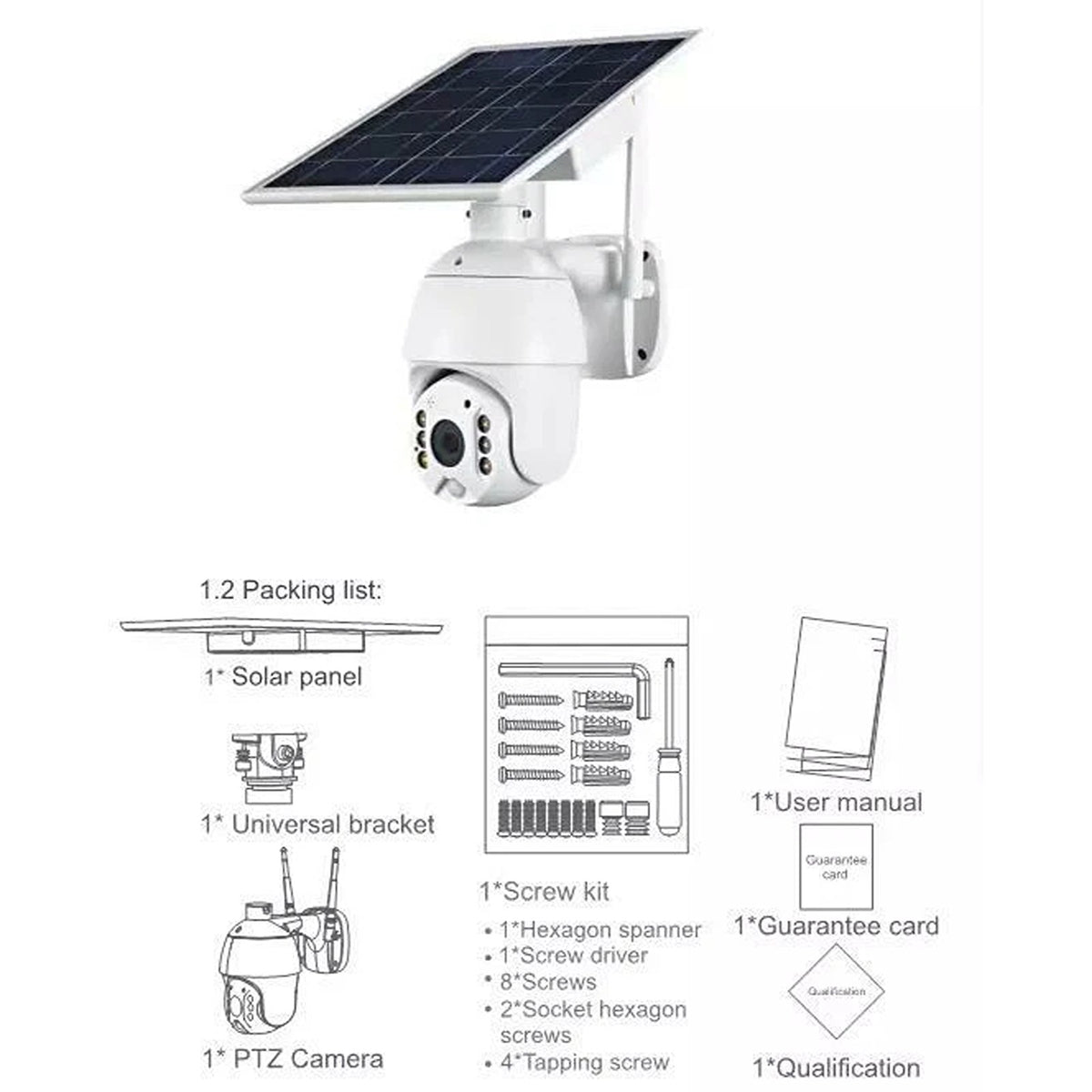 IWASHI Q3 4G Solar Security Camera Outdoor, 1080P Full HD PTZ, 355° Horizontal & 120° Vertical Rotation, PIR Motion Detection,, Two-Way Audio, IP66 Waterproof, Flood Light & Night Vision, 24/7 Solar Powered, Works with 4G/Wi-Fi
