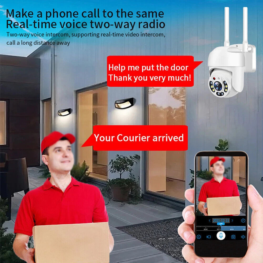IWASHI 1080P WiFi IP Camera Outdoor – PTZ Wireless Security Camera with AI Motion Tracking, Two-Way Audio, Color Night Vision, IP66 Weatherproof, Cloud & TF Card Storage, Works with Alexa