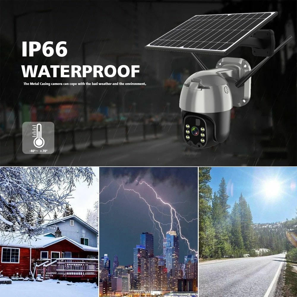 IWASHI 4G Solar Security Camera, 1080P Full HD Color Night Vision, 8W Solar Panel & 180-Day Standby, Pan-Tilt 355° & 90°, IP66 Waterproof, 2-Way Audio, PIR Motion Detection, No WiFi Needed