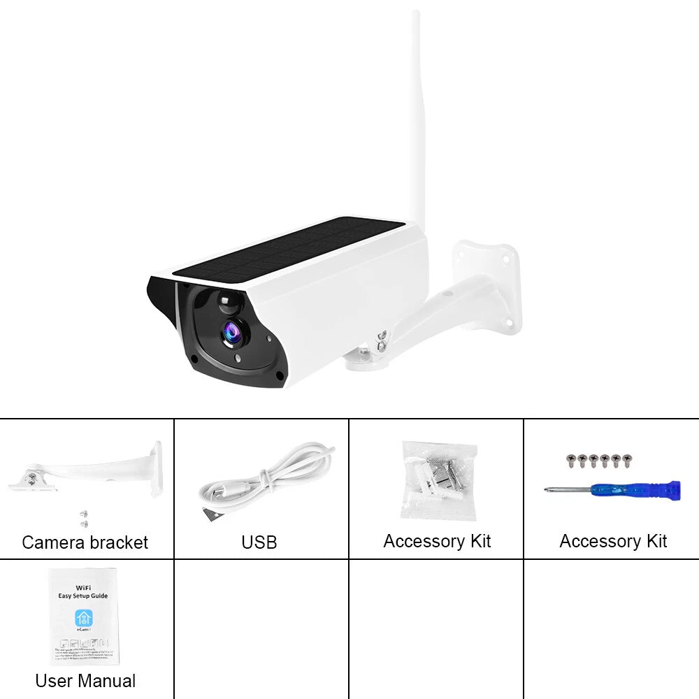 IWASHI 1080P Solar Security Camera Outdoor, Wireless WiFi Battery Powered Surveillance Camera with PIR Motion Detection, Two-Way Audio, Night Vision, Remote Monitoring, IP65 Weatherproof for Home & Business