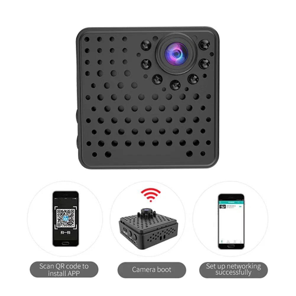 IWASHI Mini 1080P WiFi Security Camera, Smart Portable Indoor Cam with Night Vision, Motion Detection, 1100mAh Battery, TF Card Recording, Multi-User Live View, Compatible with Android & iOS