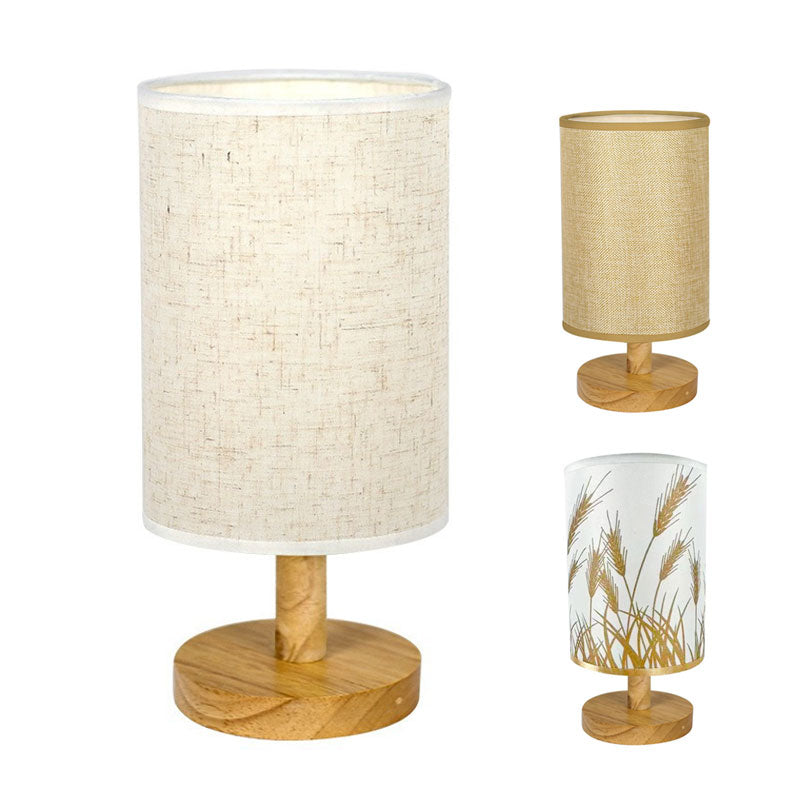 IWASHI Small Bedside Table Lamp, Minimalist Linen Shade Lamp for Bedroom Lighting & Reading