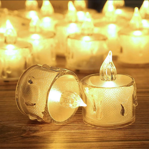 IWASHI 12 Pack Crystal Flameless Tea Lights, LED Lighting Candles for Decor