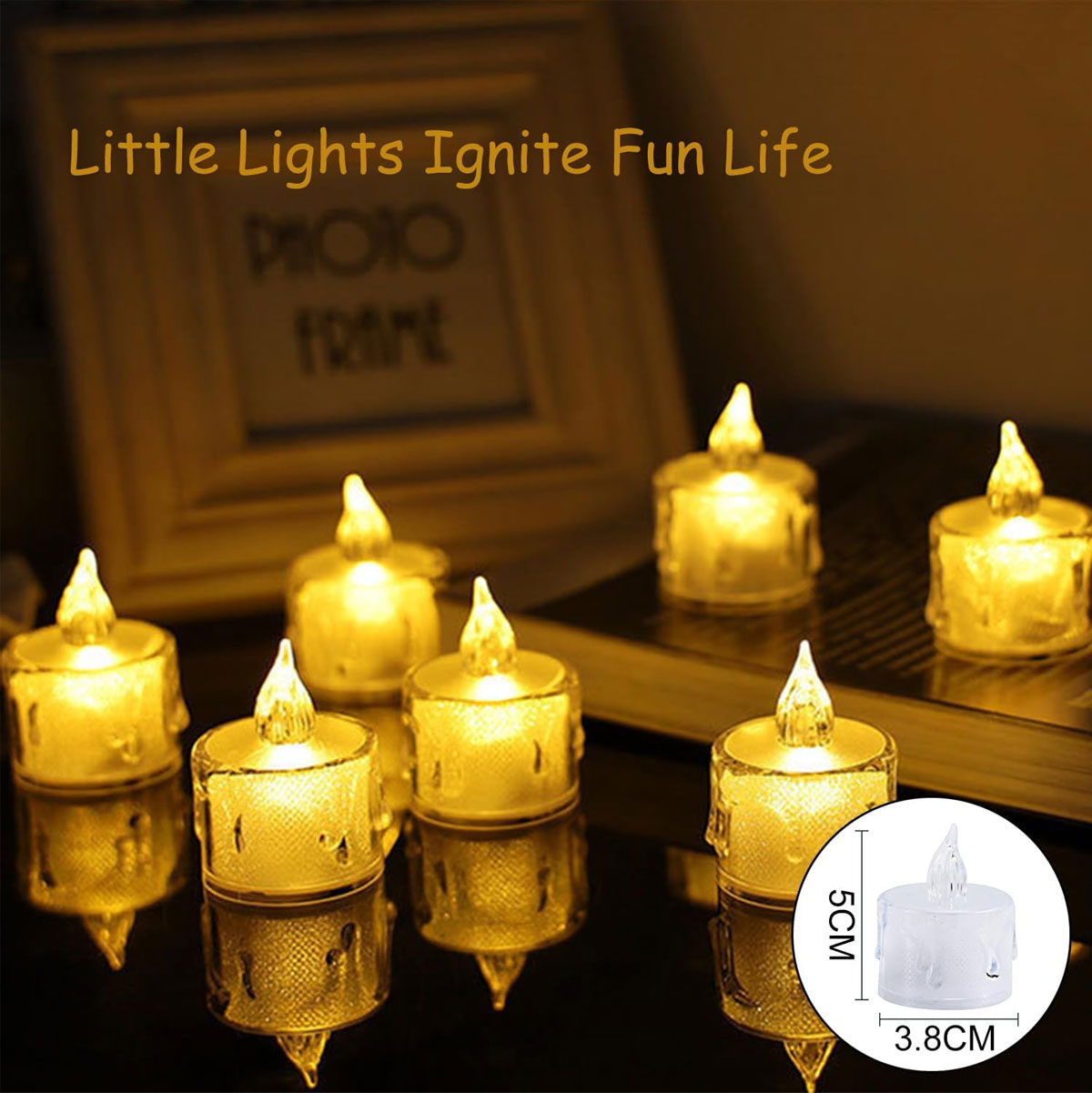 IWASHI 12 Pack Crystal Flameless Tea Lights, LED Lighting Candles for Decor