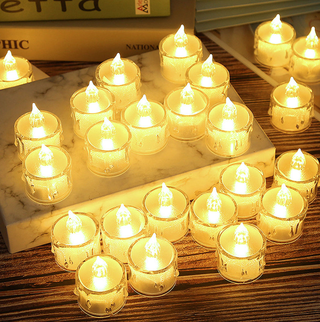 IWASHI 12 Pack Crystal Flameless Tea Lights, LED Lighting Candles for Decor