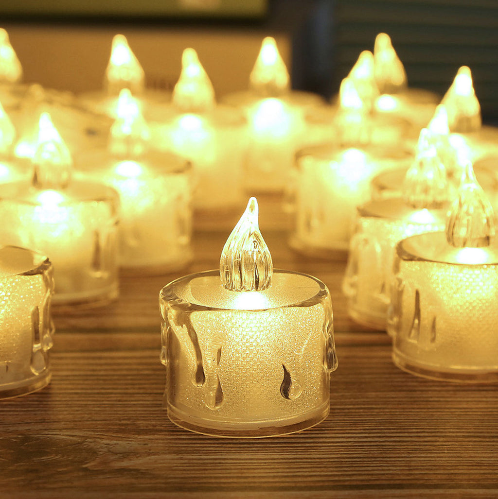 IWASHI 12 Pack Crystal Flameless Tea Lights, LED Lighting Candles for Decor