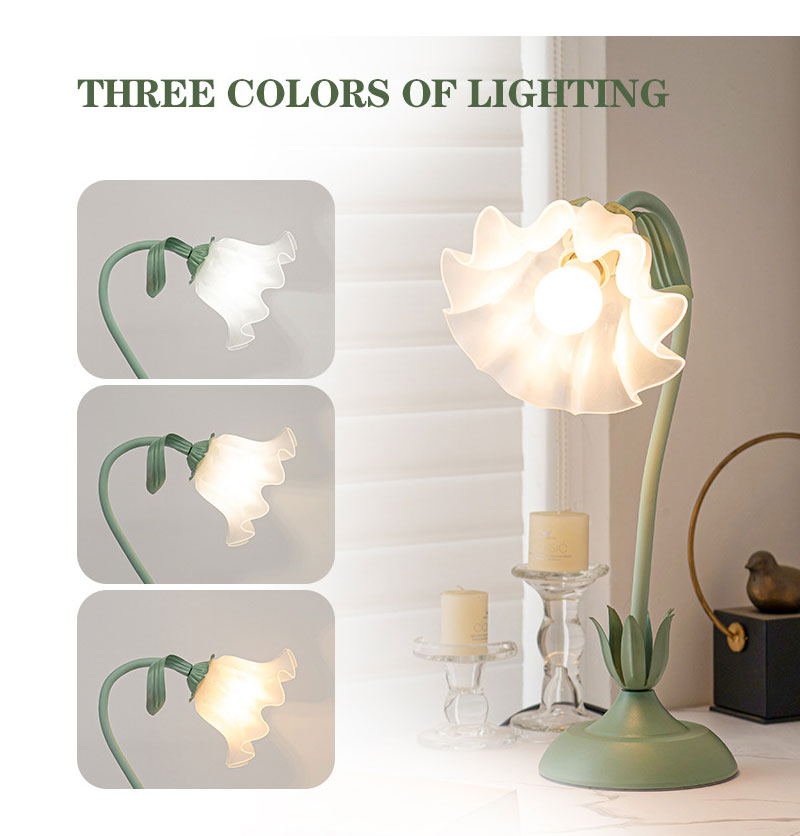 IWASHI Flower Table Lamp, LED Bedside Reading Light for Bedroom & Home Decor