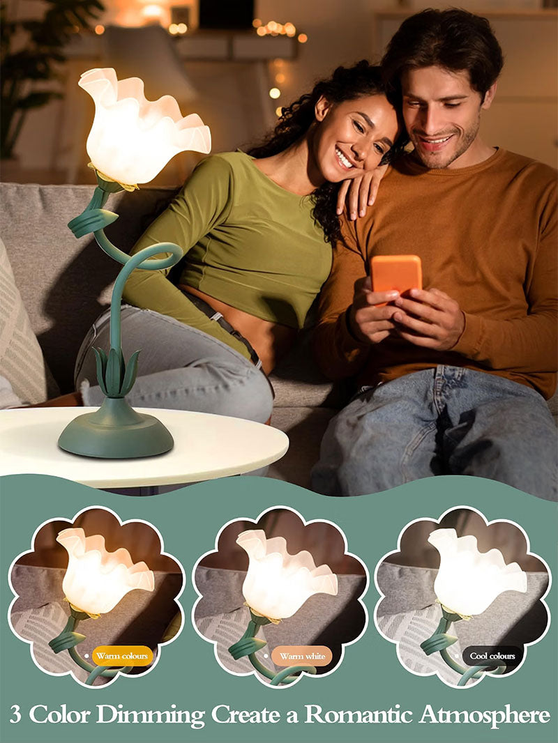 IWASHI Flower Table Lamp, LED Bedside Reading Light for Bedroom & Home Decor