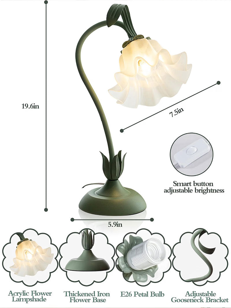 IWASHI Flower Table Lamp, LED Bedside Reading Light for Bedroom & Home Decor