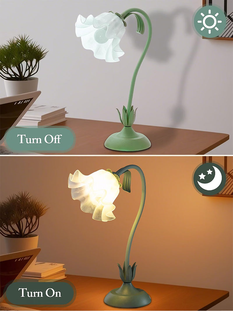 IWASHI Flower Table Lamp, LED Bedside Reading Light for Bedroom & Home Decor