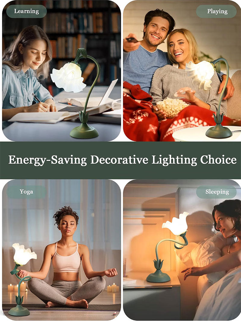 IWASHI Flower Table Lamp, LED Bedside Reading Light for Bedroom & Home Decor