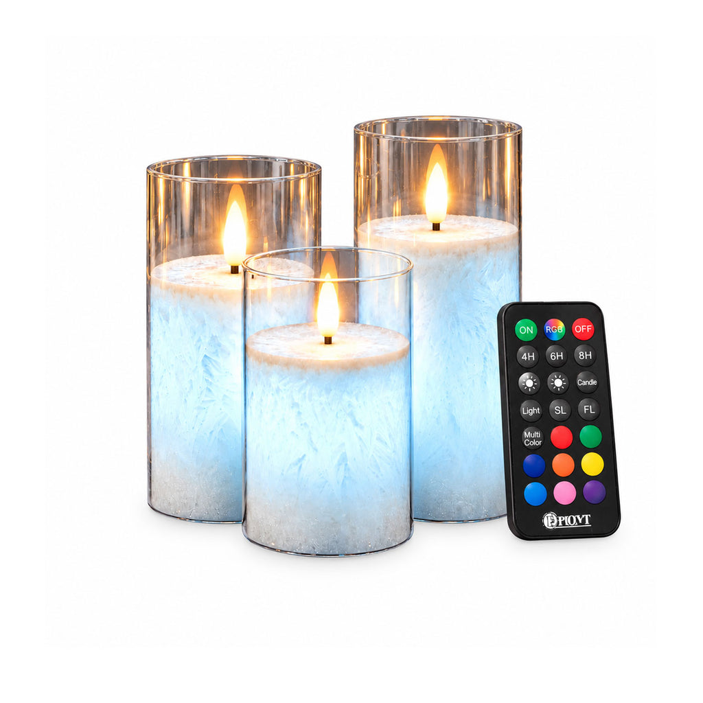 IWASHI 3 Pack Rechargeable Flameless Candles, RGB LED Lighting with Remote & Timer