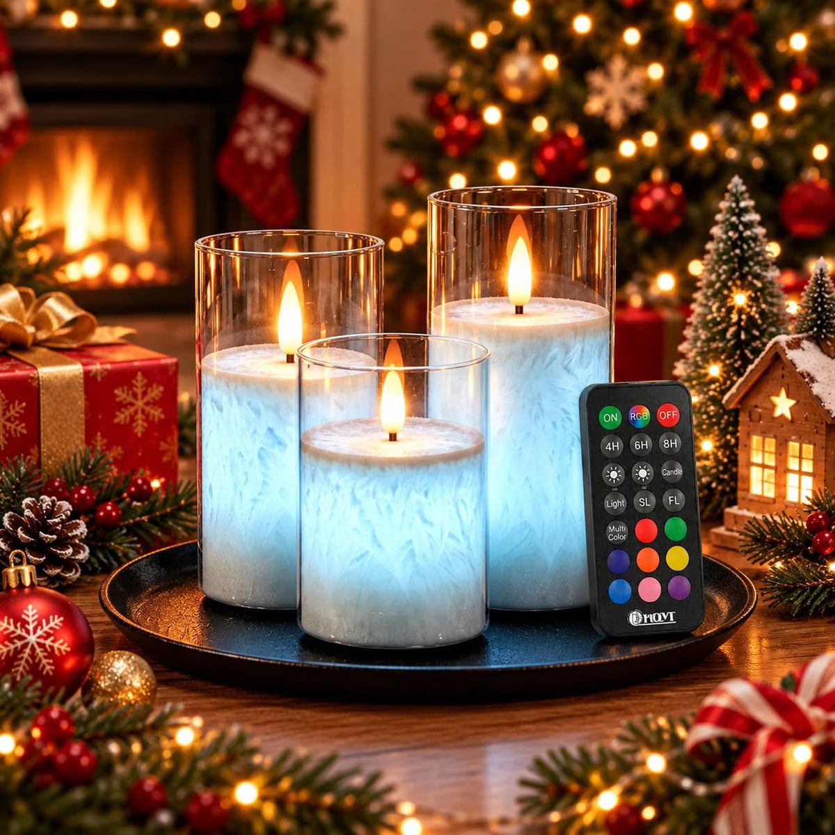 IWASHI 3 Pack Rechargeable Flameless Candles, RGB LED Lighting with Remote & Timer