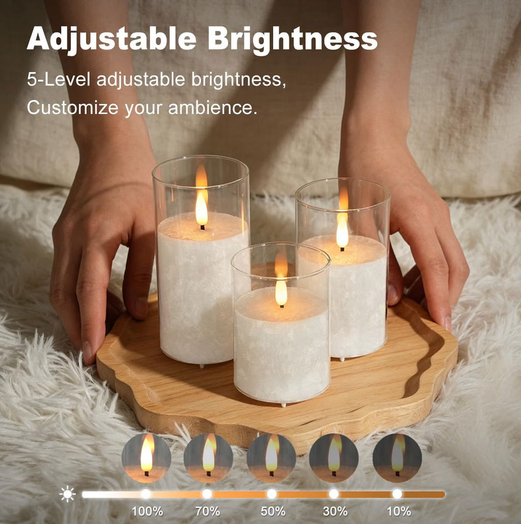 IWASHI 3 Pack Rechargeable Flameless Candles, RGB LED Lighting with Remote & Timer