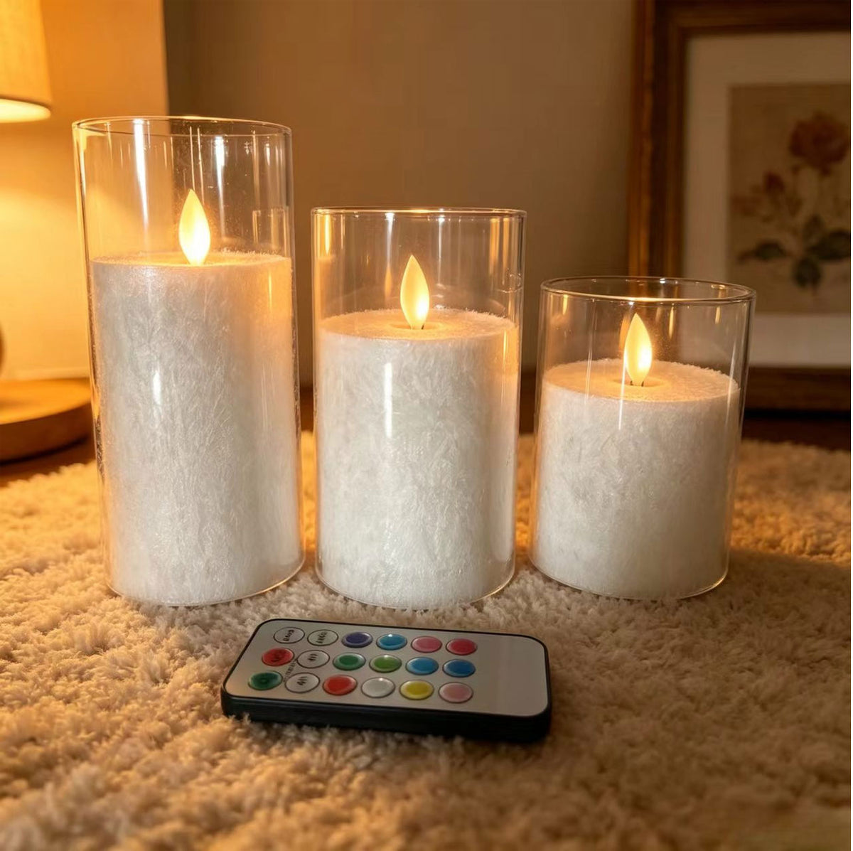 IWASHI 3 Pack Rechargeable Flameless Candles, RGB LED Lighting with Remote & Timer