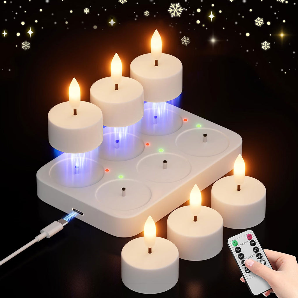 IWASHI Rechargeable Flameless Tea Lights, LED Lighting Candles with Remote & Timer